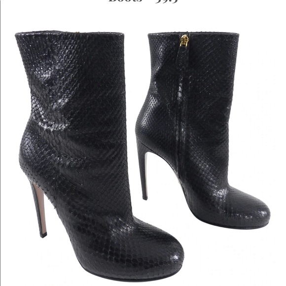 Gucci Python Black Ankle Booties Size 38.5 - Picture 1 of 5